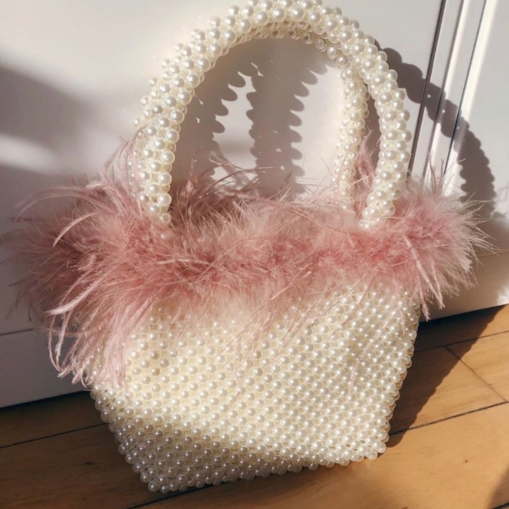 Loeffler Randall - Mini Beaded Bag- Mina rare Pearl Feather Purse